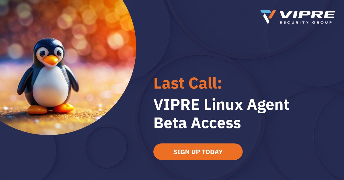 VIPRESecurity's tweet image. ⏳ Final call! VIPRE’s Linux Agent Beta is launching soon. Exclusive access for CISOs & IT leaders to test, influence, and secure Linux endpoints before release. Secure your spot today 🔗 beta.vipre.com/linux-linkedin
#LinuxSecurity #BetaTesting #ThreatProtection #SecurityLeaders