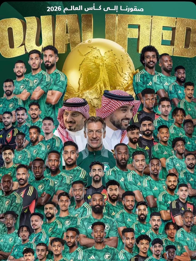 ألف مبروك لمنتخبنا تأهله لكأس العالم ٢٠٢٦ فخر الوطن يتجدد وعزنا يكبر با الأخضر 🇸🇦⚽️💚