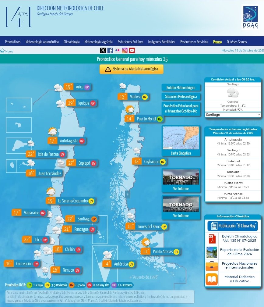 #BuenMiércoles | Para hoy se pronostican 🌧️ precipitaciones de variada intensidad entre las regiones de Ñuble y Magallanes. Probables tormentas eléctricas en zona norte y zona austral del país.
Más detalles🔗 meteochile.gob.cl