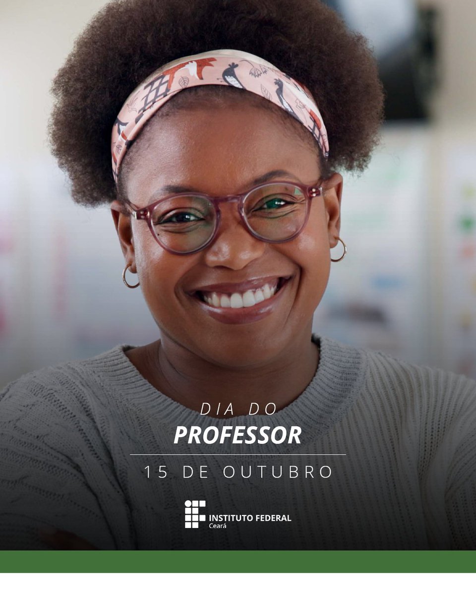 Parabéns a todos os que têm a nobre missão de ensinar - principalmente os que fazem parte do IFCE ❤️

#Diadoprofessor
#IssoéIFCE
#OrgulhoIFCE