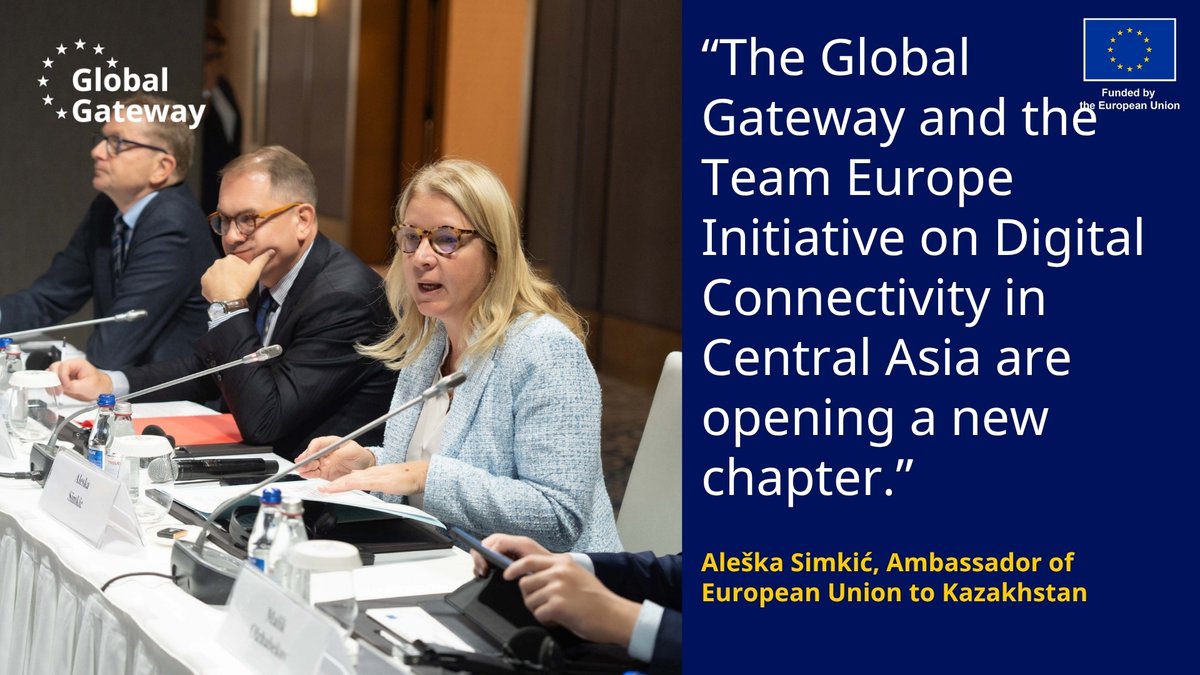 EUinKazakhstan's tweet image. #EU organized in Astana the Political Launch for #TeamEuropeInitiative on Digital Connectivity in Central Asia. In line with the #GlobalGateway, the EU brought together high-level partners to align the TEI’s Soft and Hard Pillars and advance shared objectives in #CentralAsia.