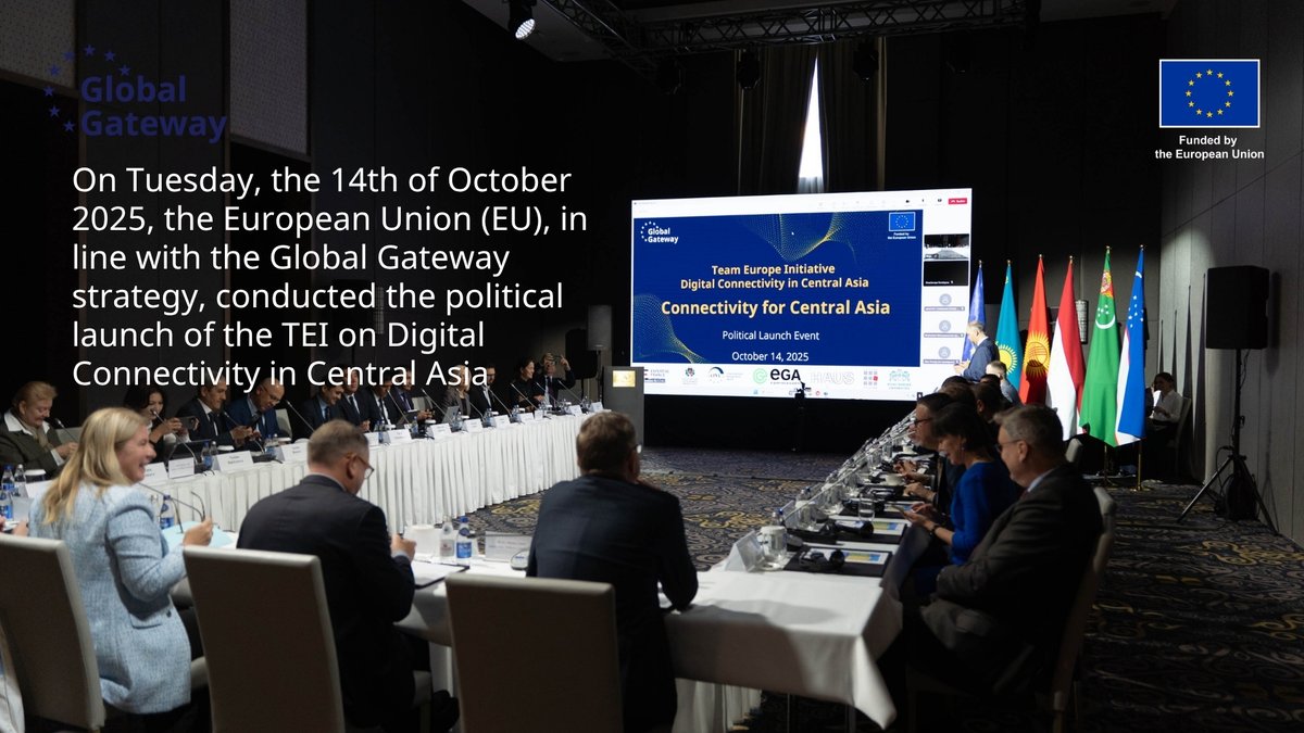 EUinKazakhstan's tweet image. #EU organized in Astana the Political Launch for #TeamEuropeInitiative on Digital Connectivity in Central Asia. In line with the #GlobalGateway, the EU brought together high-level partners to align the TEI’s Soft and Hard Pillars and advance shared objectives in #CentralAsia.
