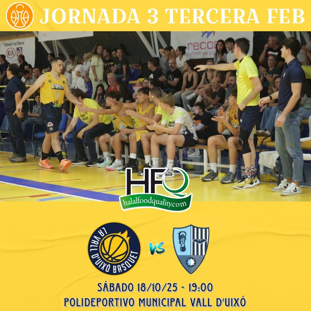 la_uixo's tweet photo. 🏀💥 Se viene otro día grande de basket en el Poli 💥

📅 Jornada 3 | Tercera FEB
Duelo de invictos en La Vall 🔥

🎟️ Info Taquilla
General → 4€
Niños/Jubilados → 3€

💳 Abónate desde solo 20€*
👉 info@uixobasquet.es

SomUixó 💛 💙 https://t.co/Z1ukneMnr6