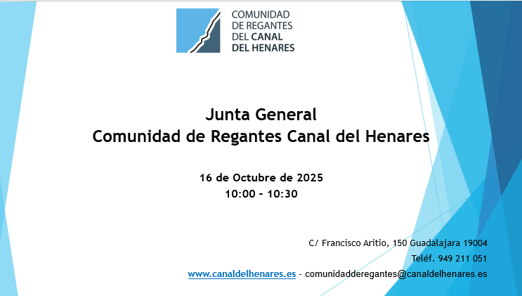 RegantesDel's tweet photo. En cumplimiento de lo preceptuado en el art. 70 de las Ordenanzas de esta Comunidad de Regantes, se convoca Junta General Ordinaria y Extraordinaria, para el próximo día 16 de octubre de 2025, en el Archivo Histórico Provincial de Guadalajara Cl. De Julián Besteiro 3. https://t.co/dpWZZc74rj