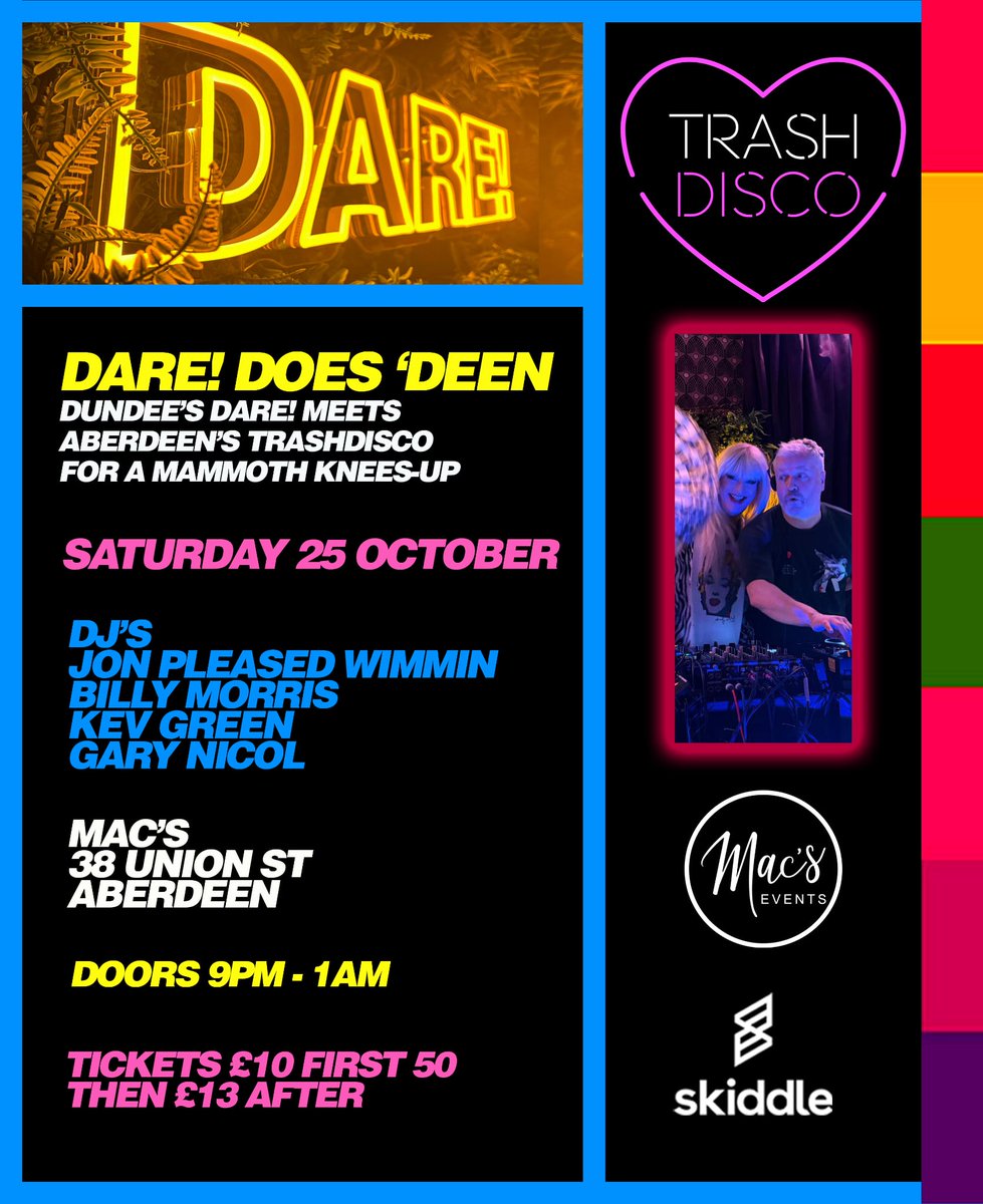 billypleased's tweet photo. It's time for Dare! to go on the road again with @jonpleased and @trashdisco.
Limited tickets remaining now!
#dare #jpw https://t.co/0pcVGQamXV