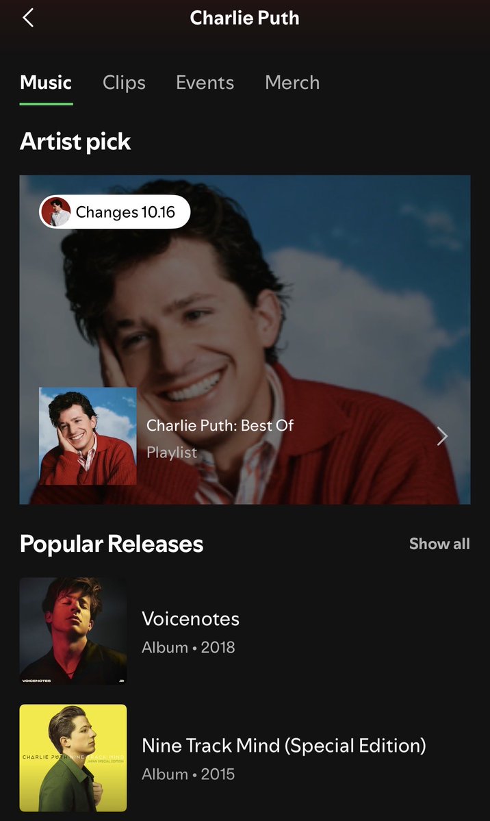 cputh_coverage's tweet image. Tis The Eve of ‘Changes’ release👀🎶
Charlie has updated his “Best of His Music Playlist” on his Spotify Account
