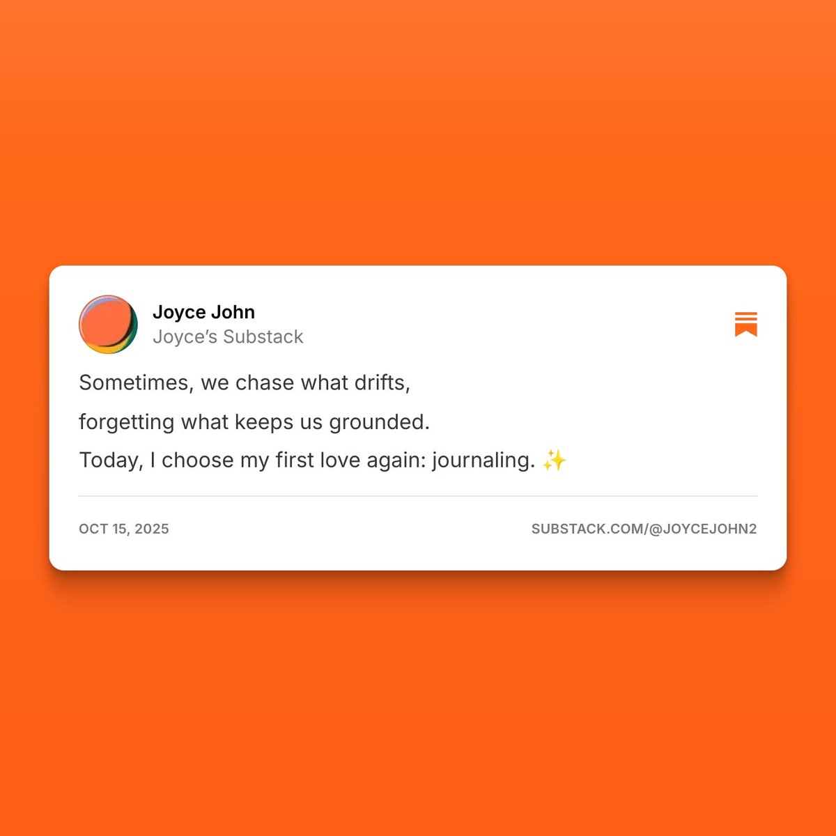 Joyce_Johnn's tweet image. Sometimes, we chase what drifts,
forgetting what keeps us grounded.
Today, I choose my first love again: journaling. ✨
Full reflection:
open.substack.com/pub/odoemenejo…
#writing #journaling #substack #thoughts