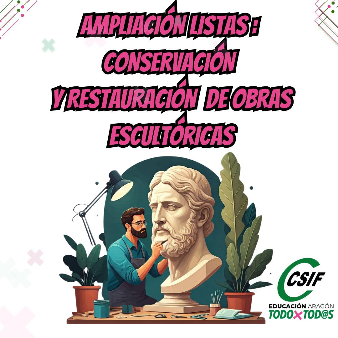 📢 CSIF INFORMA:
🗿 Aragón: Ampliación de Listas Conservación y Restauración de Obras Escultóricas👩🏻‍🏫

✅ Apertura listas. 🛜
📆 Solicitudes desde el jueves 16 de octubre de 2025, al martes 28 de octubre de 2025.
🧾 Prueba práctica 4 de noviembre.

➕INFO👇
csif.es/es/articulo/ar…