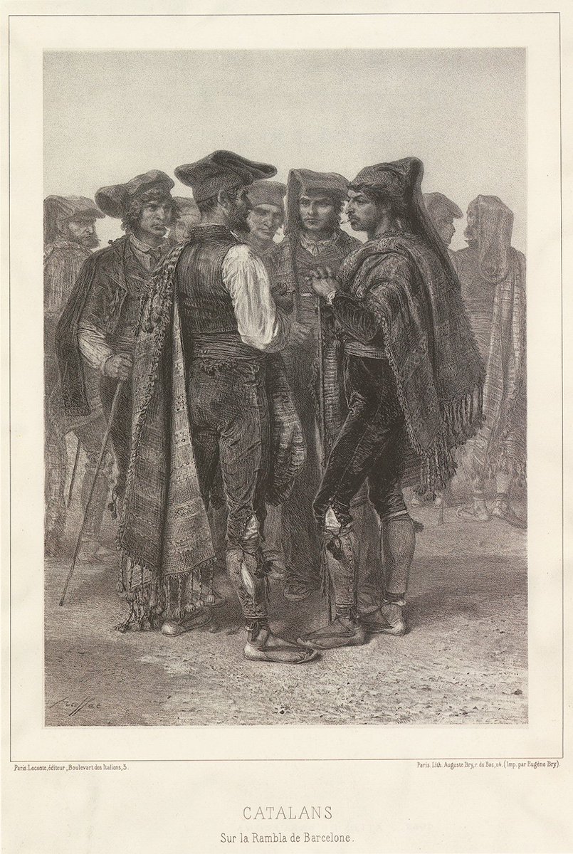 historiesdebcn's tweet image. "Catalans sur la Rambla de Barcelone", 1854.
Obra de l'il·lustrador i litògraf francès Auguste Raffet.