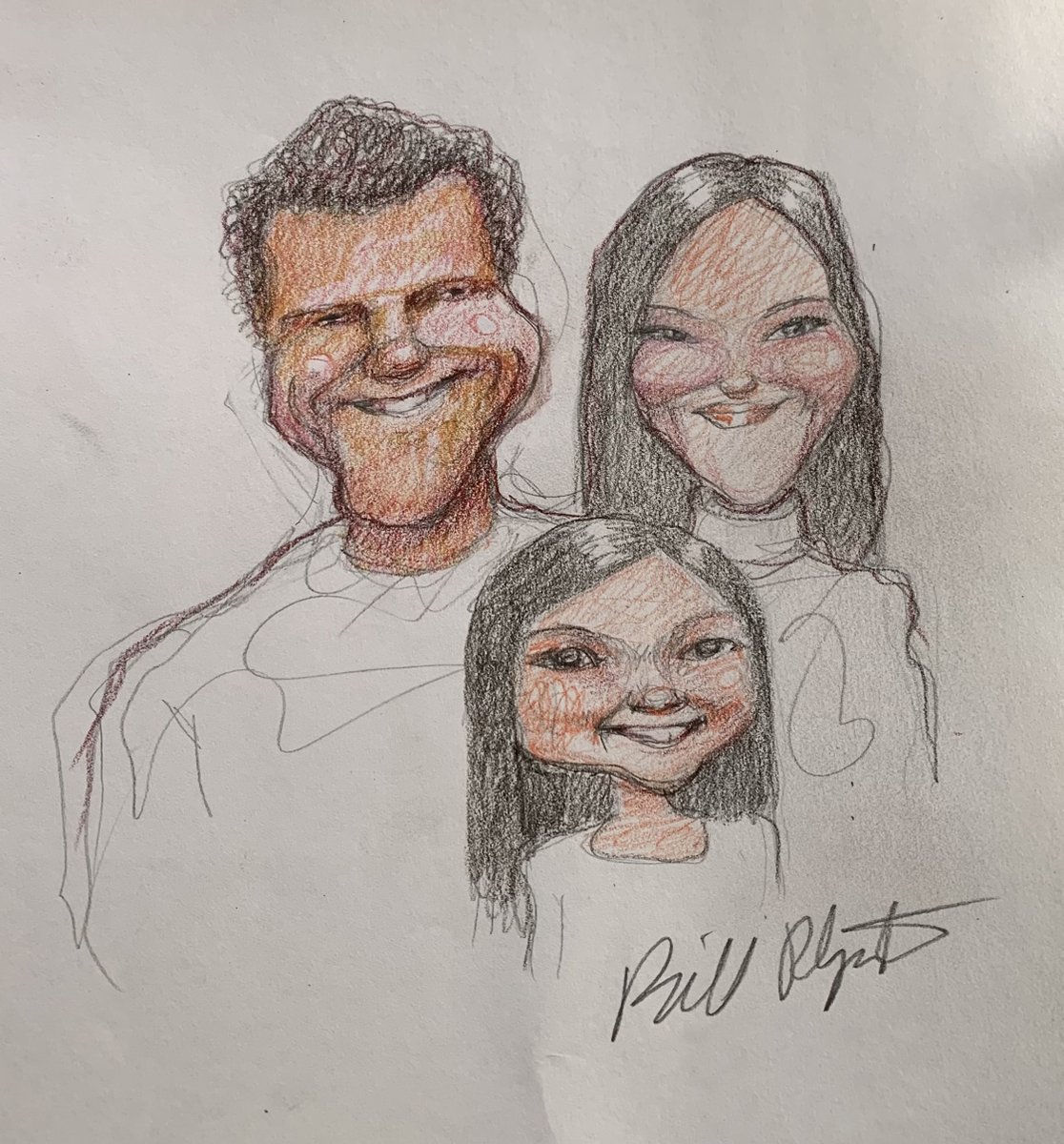 Our epic family portrait from the one and only <a href="/BillPlympton/">Bill Plympton</a>.. He told me that my wife and daughter were really easy to get, but he struggled with me. Not surprising, my big ol' dumb face🤪