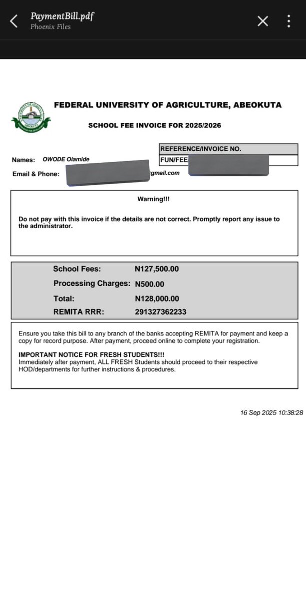 PLEASE HELP 👇🙏
She needs 128k for her school fees. Pls help contribute what you can. She's currently in 400l at (FUNAAB). 
Things are so hard for her sponsor to pay during this time.

Here is the school portal &amp; her IDcard.
Acct: 8121093941
Opay 
Olamide F. Owode
Thank you.🙏