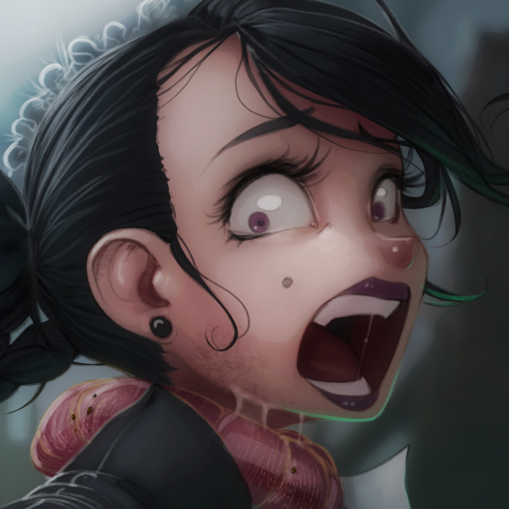 Working on my next spooky Charlotte illustration.
I am a bit slow at the moment because of a wisdom tooth removal. 😅
In the meantime here is an older one from our little maid. Looks like the vegetables were not the only thing growing...
