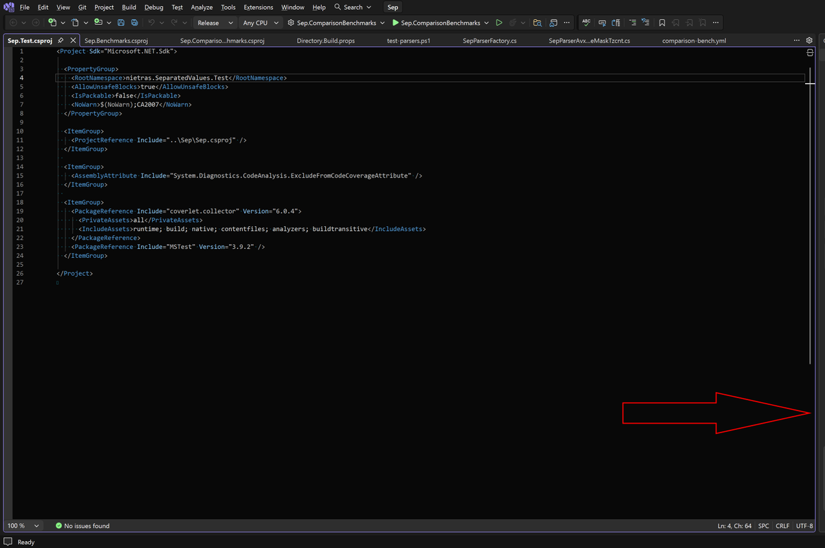 nietras1's tweet image. How do I remove the distracting purple tab outline line in #VisualStudio 26? (Line around entire tab) And what's up with the massive left margin (right of line numbers)? 😅
cc @mkristensen
#dotnet