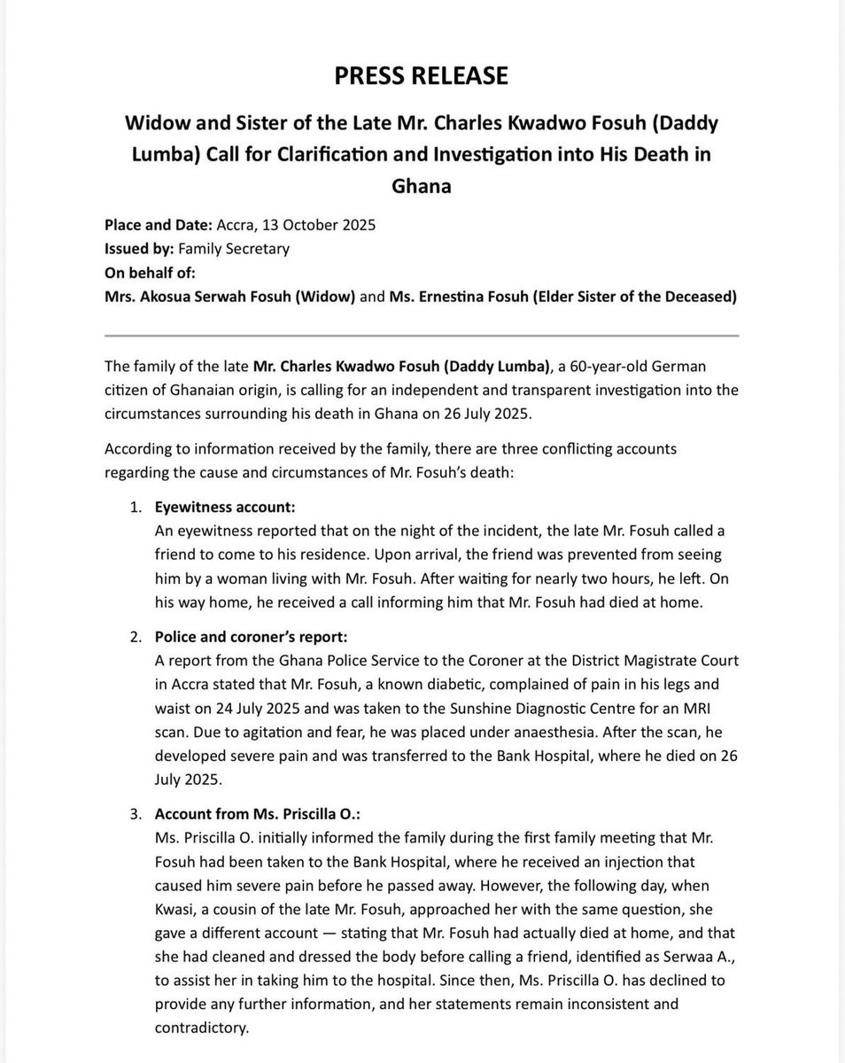 gist_gha's tweet image. Family sources say two close relatives, Akosua Serwaa and Ernestina Fosuh, are calling on German authorities and the Ghana CID to launch a full-scale investigation into the circumstances surrounding the legendary musician’s death.