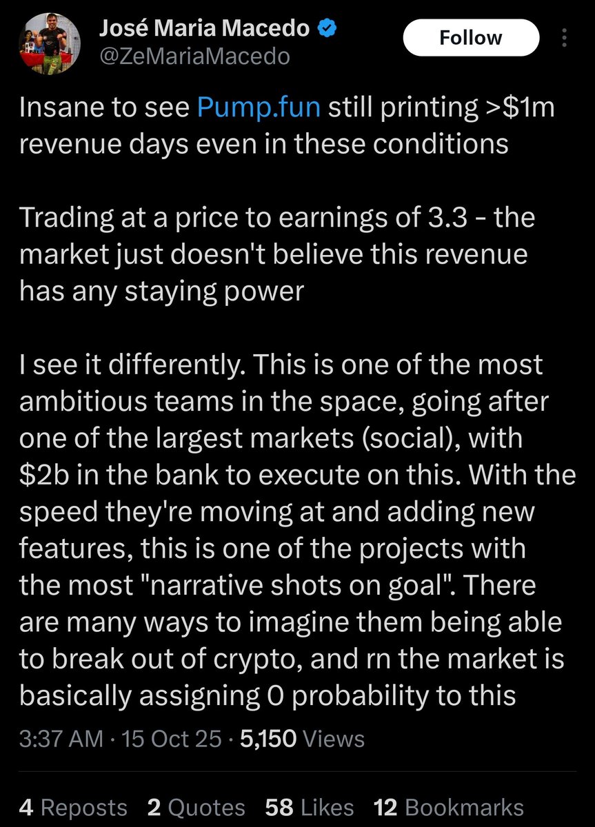 TortillasTown's tweet image. People are using their voice each day more against corrupt VCs

This is what @tokenoya replied to those denying what @cz_binance did to @pumpdotfun revenue and retention rates

@mdudas reposted @ZeMariaMacedo post about 1m revenue

BTW 90% is market maked botted volume not real.