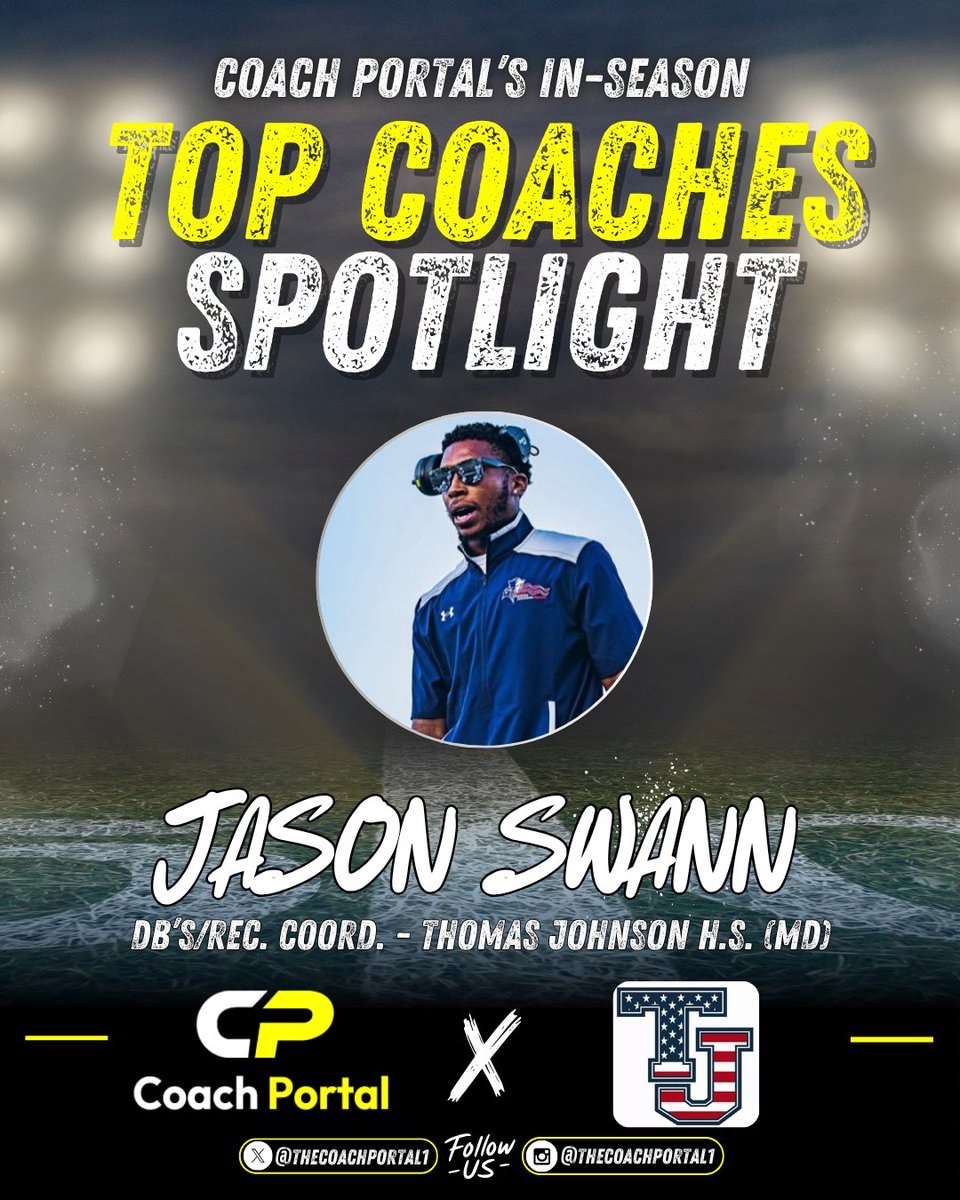 Coach Portal (@thecoachportal1) on Twitter photo 🔦Coach Portal’s In-Season Top Coaches Spotlight
🔵Meet Coach Jason Swann (<a href="/TeamSwann5/">Coach Swann</a>) - TDB's/RC at Thomas Johnson H.S. (MD) & one of Coach Portal's top coaches. With his unique recruiting experience at the HS level, he brings a wealth of passion, energy, and detail to his 🔦Coach Portal’s In-Season Top Coaches Spotlight
🔵Meet Coach Jason Swann (<a href="/TeamSwann5/">Coach Swann</a>) - TDB's/RC at Thomas Johnson H.S. (MD) & one of Coach Portal's top coaches. With his unique recruiting experience at the HS level, he brings a wealth of passion, energy, and detail to his