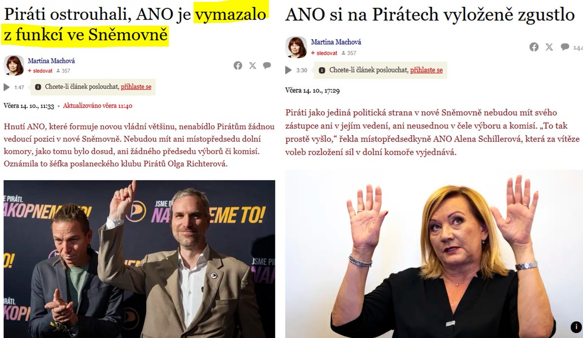 Piráti jako jediní nedostanou v PSP žádné funkce. V europarlamentu si kluci&amp;holky od Ursuly mezi sebou rozdali ÚPLNĚ všechno, opozice nemá ani čtvrtého místopředsedu výboru pro rybolov. Tak proč mají mít ve Sněmovně šéfy výborů STAN či SPOLU? Chraňme ty evropské hodnoty pořádně🇪🇺