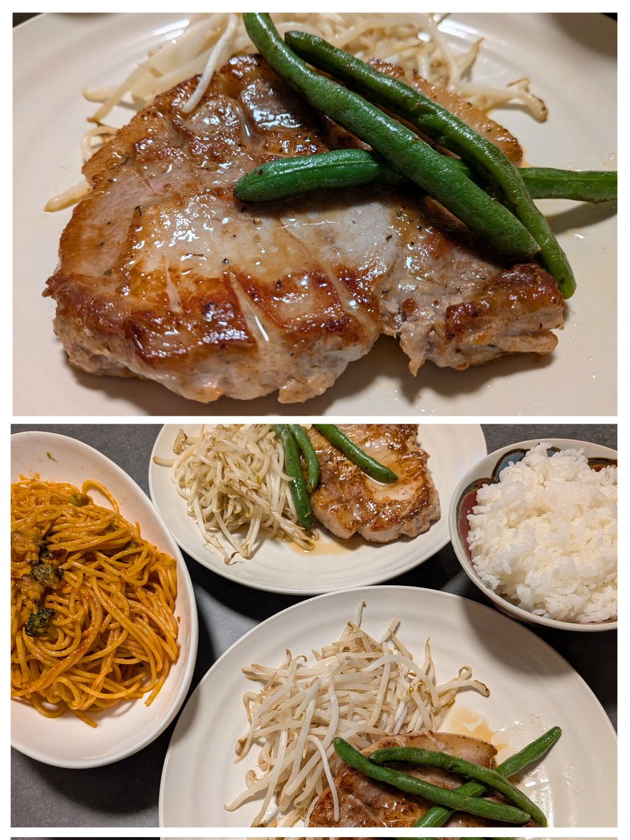 kaekae2222's tweet image. 今夜は
豚汁も煮物も封印の 豚テキ
なかなかの厚みの物がお安く手に入ったので、クレイジーソルトで焼きました
一振りすれば…一瞬で洋食屋さんみたいな香りになりました🤭
#おうちごはん #この前残しておいたパスタはケチャップでお色直し