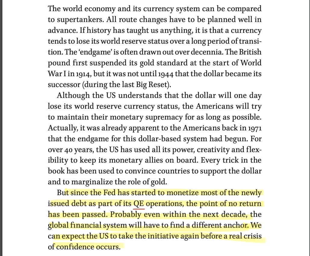 ‼️ THE FED’S MONEY PRINTING (QE) SIGNALS A NEW GLOBAL FINANCIAL SYSTEM AHEAD‼️

Quantitive Easing (QE) = 🔑.

“But since the Fed has started to monetize most of the newly issued debt as part of its QE operations, the point of no return has been passed.”🙇‍♂️

“Probably even within