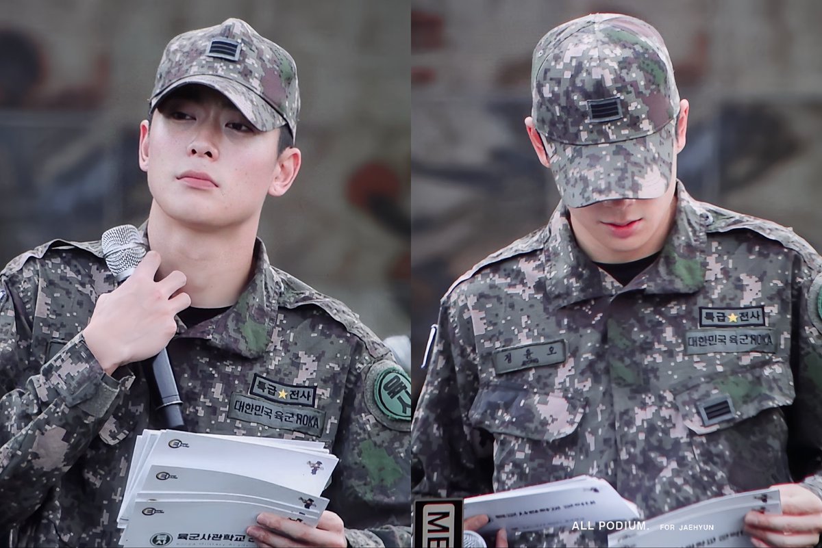 เรื่องหล่อๆบนอินเทอร์เน็ตวันนิ้มาก ไม่ได้เห็นหน้าพี่ทหารเกือบๆเดือนอะ ละพึ่งเห็นดาวบนอกแจฮยอนแบบชัดๆก็วันนิ้ “ทหารชั้นพิเศษ” ㅠㅠ แล้วบนเสื้อบนหมวกมีสามขีดน้วย สิบโทจองยุนโอ ความภาคภูมิใจของแจพือสุดๆ คือเห็นกี่รอบมันก็อดพูดไม่ได้ว่าเมนผ้มเท่ชิบหาย ฮือรักๆ 🫶🏻🫶🏻🥺🥺