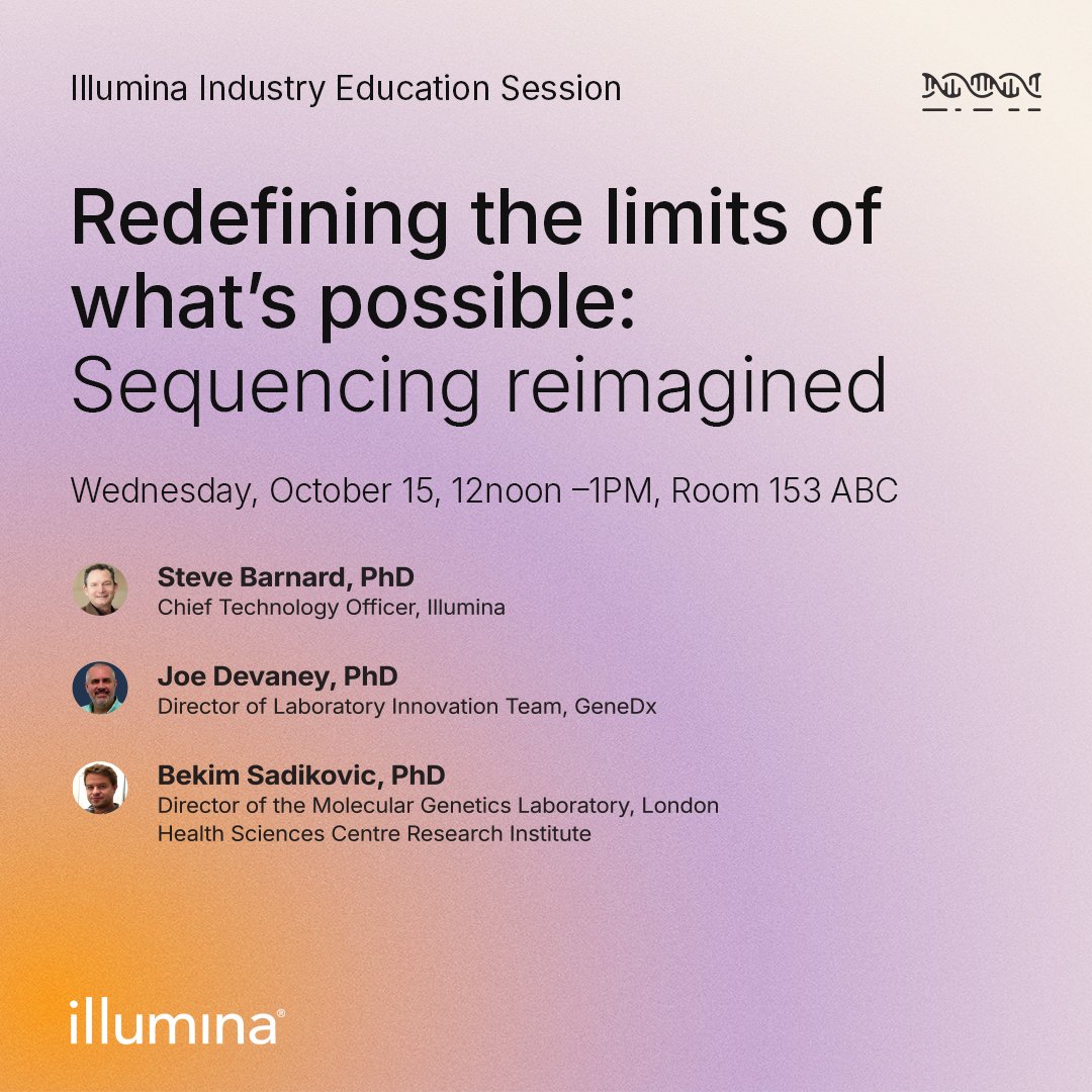 Head over to Room 153 ABC, today at 12 PM ET to listen to our exciting Industry Education Session. Not at #ASHG25? You can register to receive the session on-demand: bit.ly/4o7OHo1