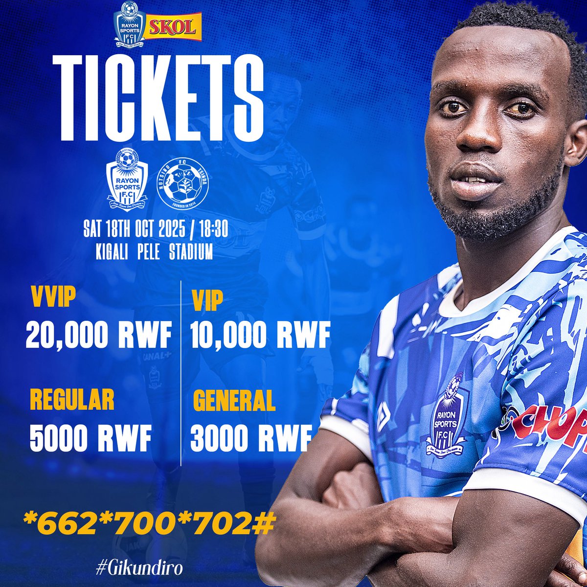 rayon_sports's tweet photo. #RPL || #RAYRUT
Turning point of our 2025/26 season! 💪
This Saturday: Rayon Sports vs Rutsiro FC 🔵⚪
🎟️ Tickets: 3K | 5K | 10K | 20K
📲 *662*700*702#
Be there and support your #Gikundiro! 💙 https://t.co/eCfSkpiDCG