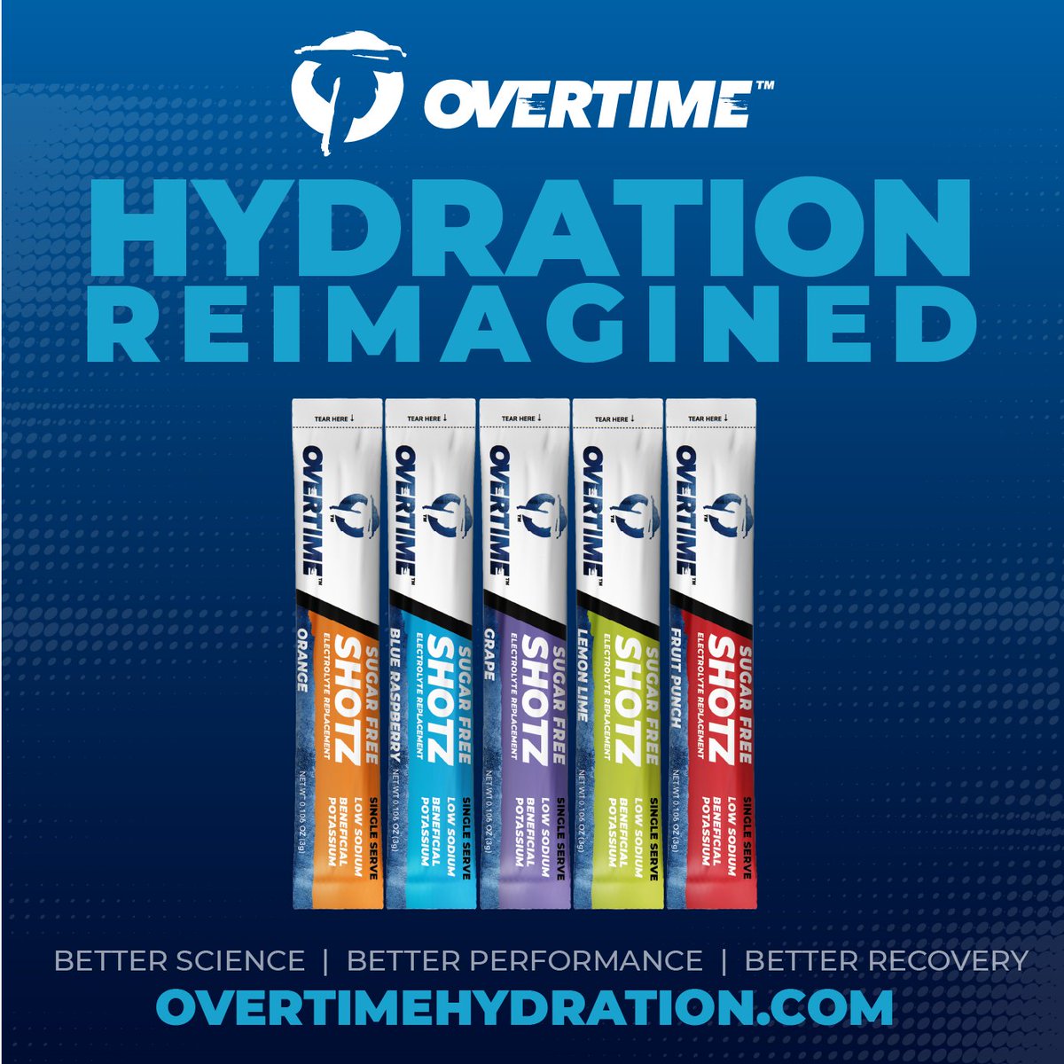 ProLineDallas's tweet image. Hydration isn’t just water—it’s balance. OVERTIME Sugar-Free Shotz deliver low sodium, potassium-rich electrolytes for faster hydration + better performance, without extra calories. Perfect for on-the-go. Stay hydrated, stay energized!
#HydrationMatters #PerformBetter