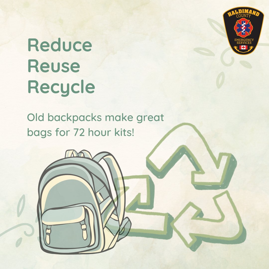HaldEmerg's tweet photo. Repurposing last year's backpack is a great option when you are refreshing your 72 hour emergency kit! Remember to keep enough water in there and refresh your food supply annually.
#WarningWednesday #EmergencyPreparedness https://t.co/dLSLaqLHwg