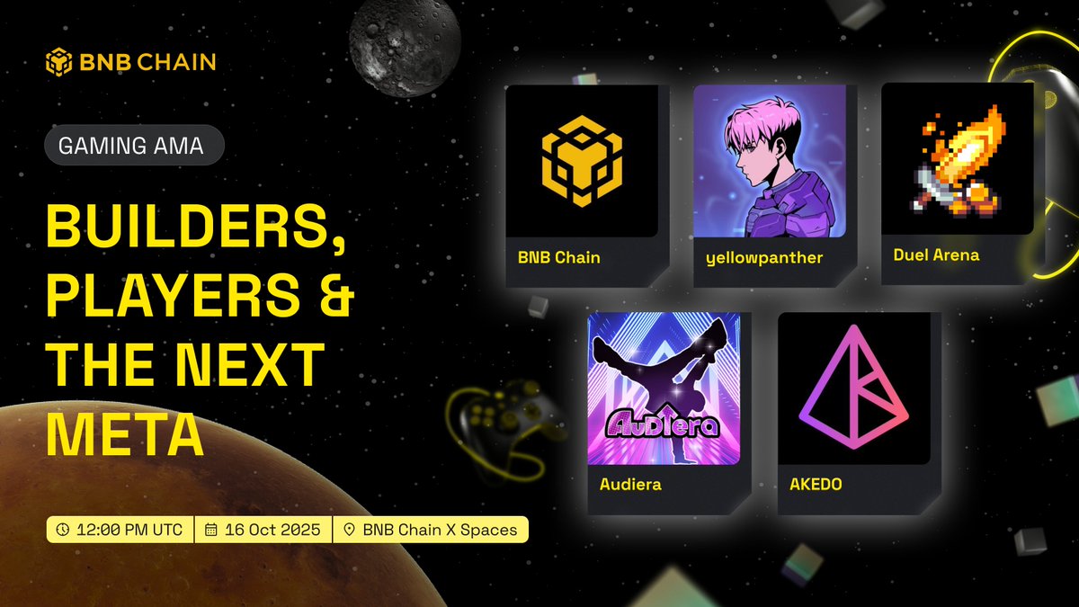 BNB Chain Gaming AMA Banner featuring Builders, Players, and the Next Meta