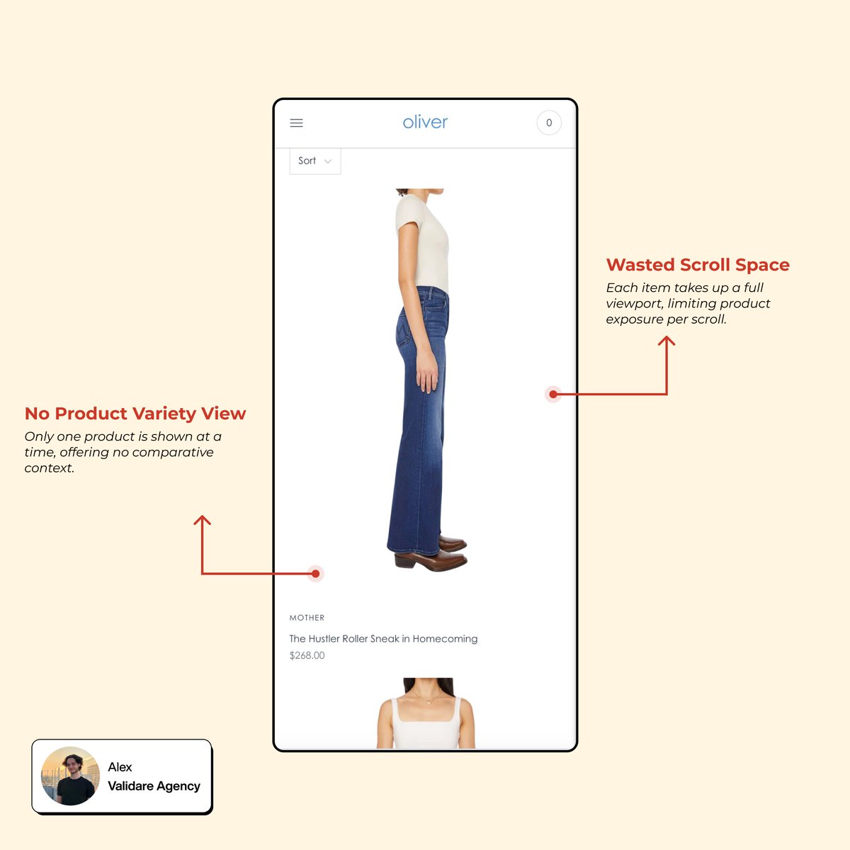 alex_iepure's tweet image. This collection breaks the #1 rule of ecommerce:
Donโt make me work to shop.
Whatโs wrong here?
โ Each item takes up the entire screen โ youโre forcing users to scroll endlessly just to compare products.
โ Thereโs zero variety view โ no side-by-side context, no scanning, noโฆ