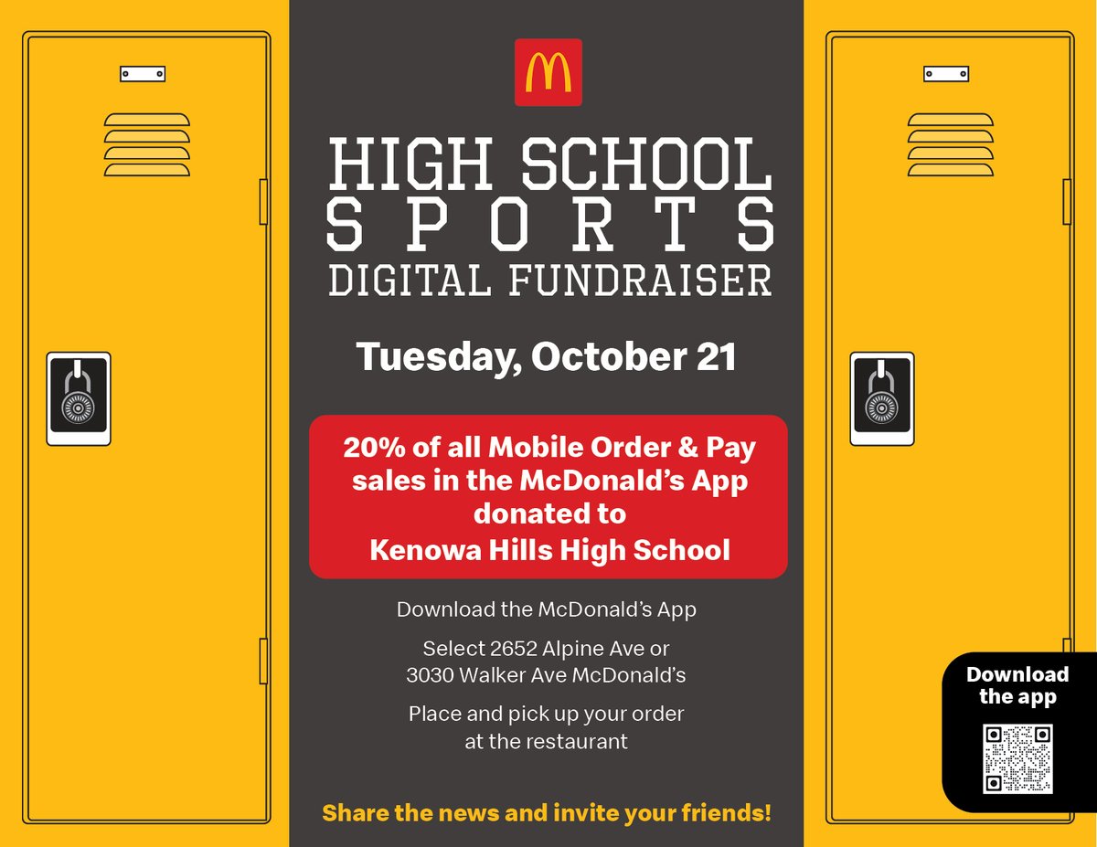Mark your calendars- the High School Sports Digital Fundraiser is next Tuesday, October 21. Take a look at the flyer details and we'll see you there!