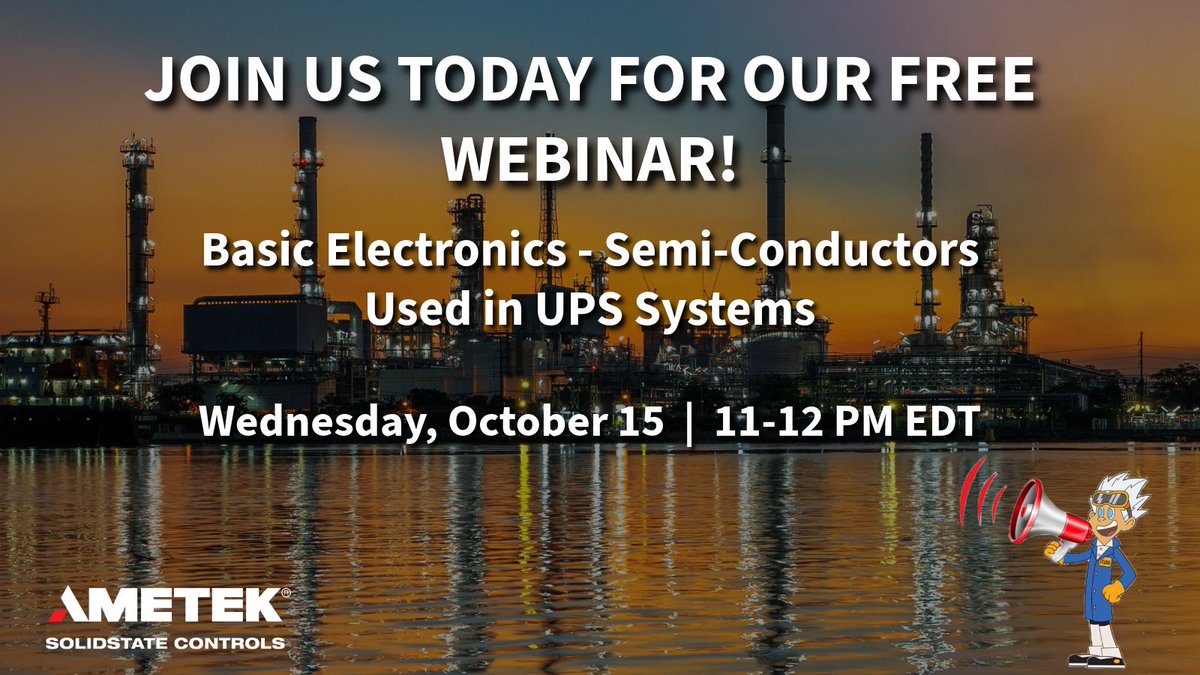 It's not too late to register for our free technical webinar! Join us from 11-12 PM EDT today for a discussion on the types of semi-conductors used in UPS systems. Register here: event.webinarjam.com/register/335/w…