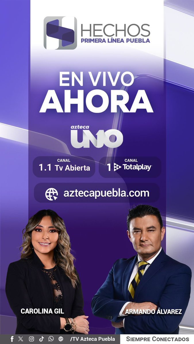 Excelente MIÉRCOLES!!! 🙌🏻
Comenzamos #HechosPrimeraLínea por la señal de <a href="/aztecapuebla/">TV Azteca Puebla</a> 📺👇🏼
Canal 1.1 Tv abierta 
Canal 1 Totalplay 
Facebook Live 🔴📹
facebook.com/share/v/17a1Us…