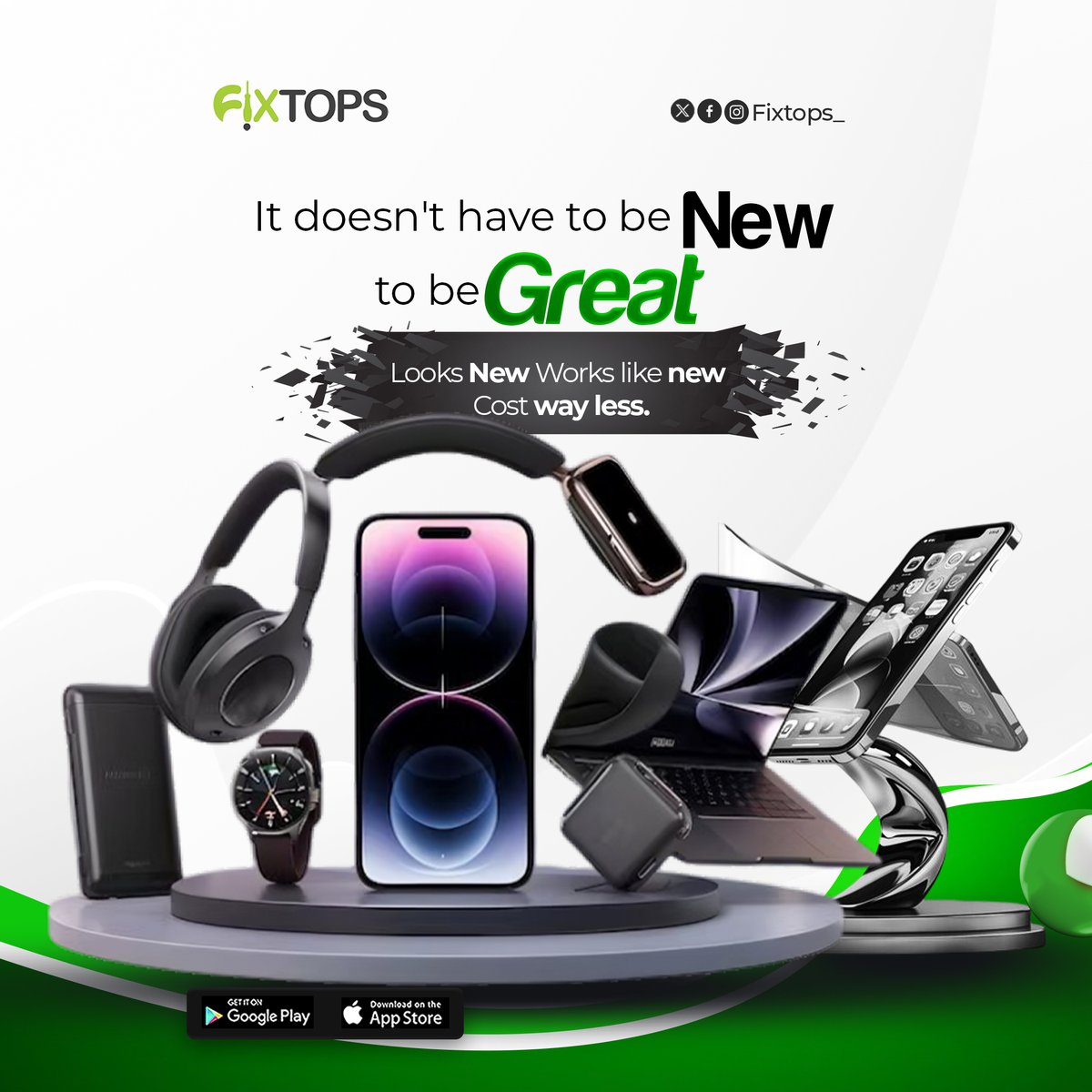 FixtopsMobile's tweet image. It doesn’t have to be new to be great!

At Fixtops, we bring your devices back to life —
Looks new
Works like new
Costs way less

Get premium repair service and enjoy quality that lasts all at an affordable price!
Book your repair today with Fixtops.

#FixtopsFixIt #DeviceRepair