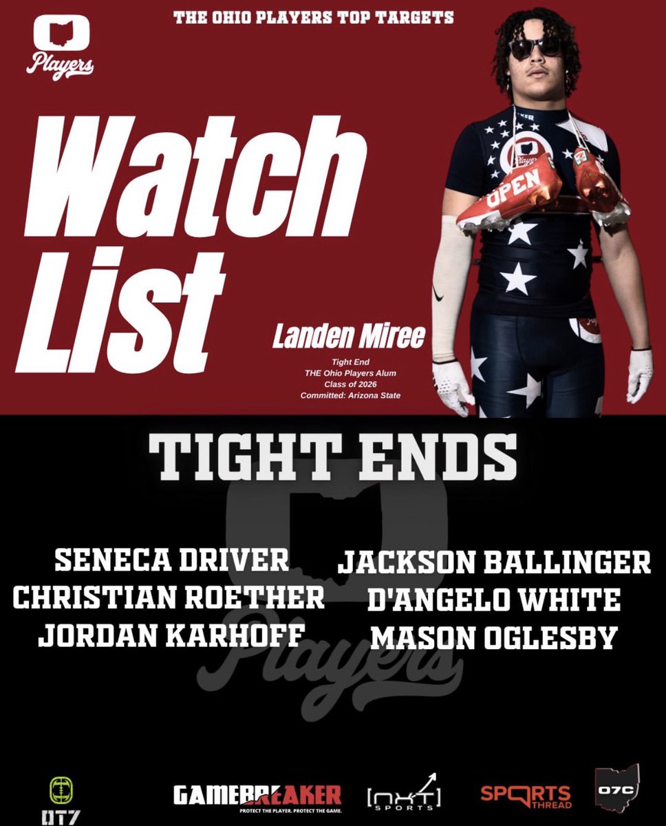 TIGHT ENDS!!! LOCK IN!!! DM us your film!

D'Angelo White- <a href="/_DAngeloWhite/">DAngelo White</a>- VASJ
Jackson Ballinger- <a href="/JaxBallinger/">Jackson Ballinger</a>- Centerburg
Mason Oglesby- <a href="/Mason_Oglesby11/">Mason Oglesby ‘27</a>- New Palestine
Seneca Driver- @seneca_driver21- Boyle County
Christian Roether- <a href="/ChristianR_81/">Christian Roether</a>- Harrison
Jordan Karhoff-