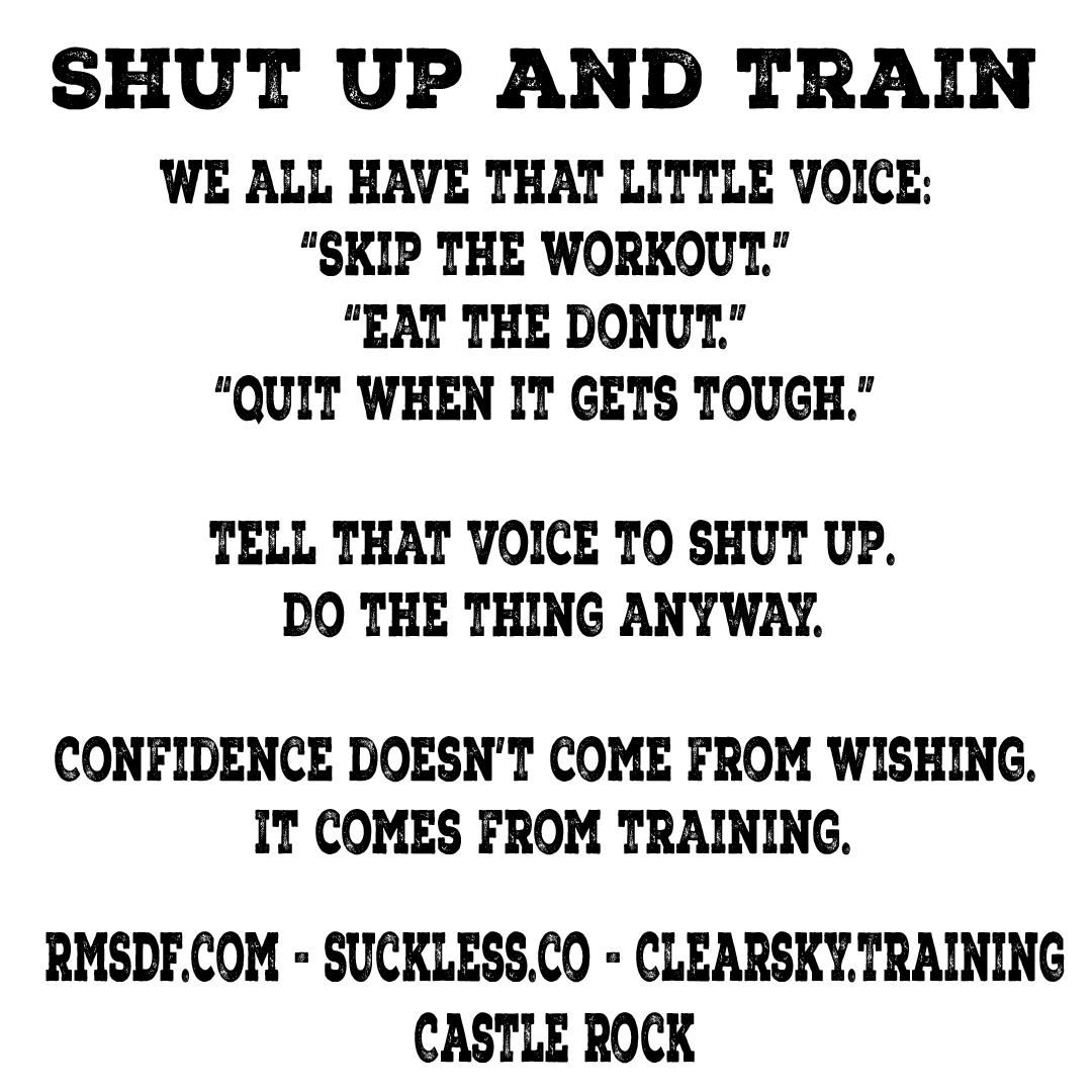 RMSDF_Co's tweet image. Shut Up and Train
We all have that little voice:
“Skip the workout.”
“Eat the donut.”
“Quit when it gets tough.”
👉 Tell that voice to shut up. Do the thing anyway.
Confidence doesn’t come from wishing. It comes from training.
#SuckLess #Sucklesstrainmore #RMSDF #Confidence