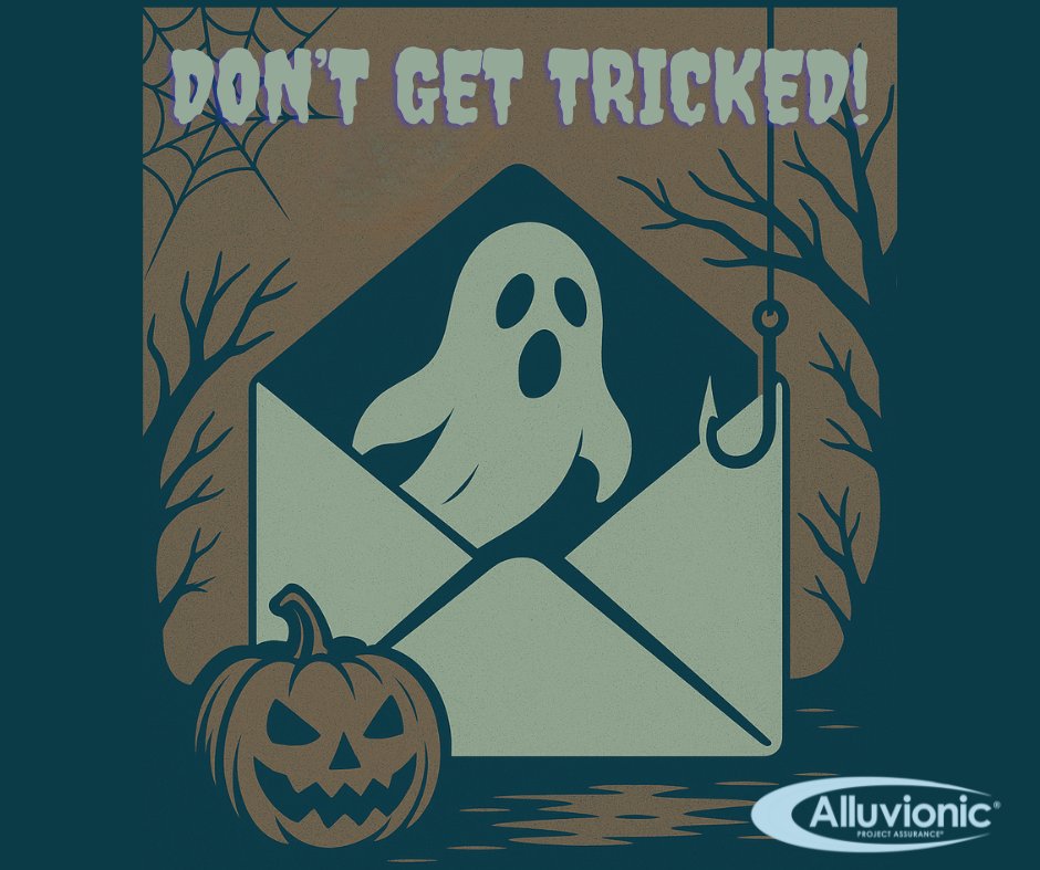 Alluvionic's tweet image. This spooky season, remember: not every email is a treat. Phishing scams are one of the most common tricks in a hacker’s playbook. During Cybersecurity Awareness Month, stay alert and train your team to spot the signs. More tips here: alluvionic.com/cybersecurity-… 
#Alluvionic