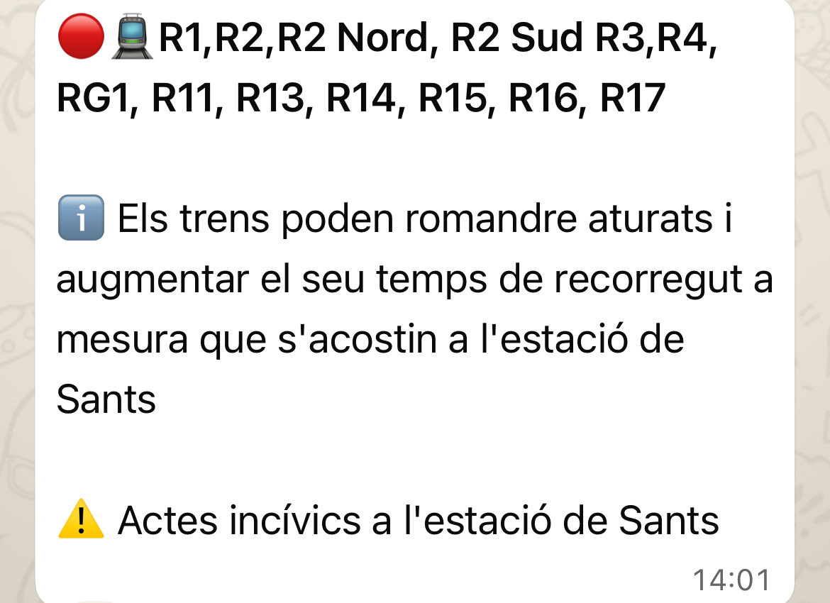 Bona aquesta! Els trens de <a href="/rod3cat/">R3 Rodalies 🤖</a> poden quedar aturats o augmentar el seu temps de recorregut en una estació per la que no hi circulen.