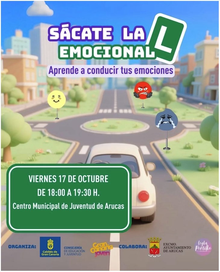 La autoescuela de las emociones abre sus puertas para aprender a conducir y gestionar tus emociones.  Prepárate para sacarte la “L” emocional   
Si tienes entre 16 y 28 años ¡inscríbete!  
Consulta todos los municipios fechas en el enlace: grancanariajoven.grancanaria.com/actualidad/sac…