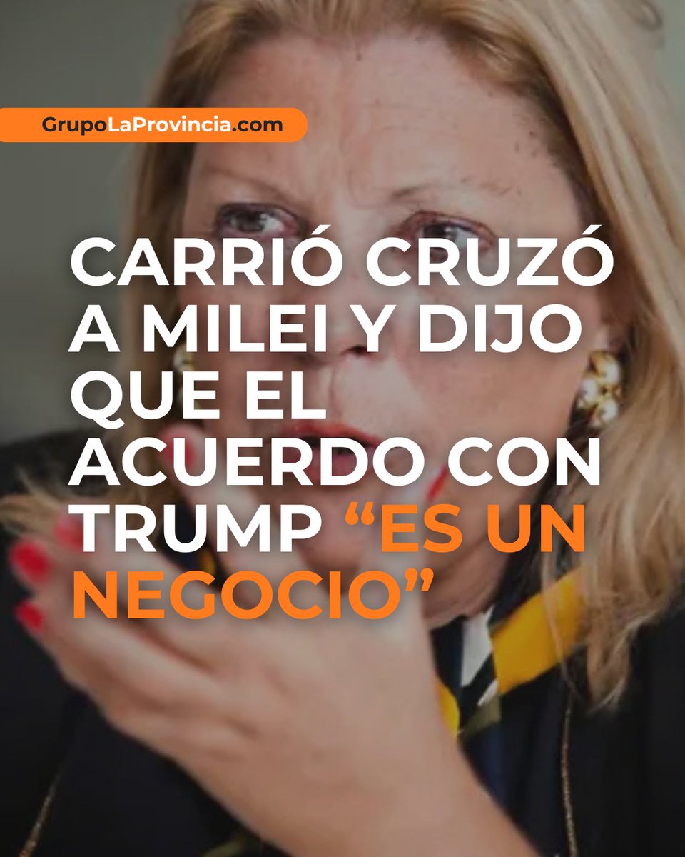 ⭕️ Carrió cruzó a Milei y dijo que el acuerdo con Trump “es un negocio”

grupolaprovincia.com/contenido/5907…

Carrió volvió con todo: tildó a Milei de “cruel y perverso” y dijo que el acuerdo con Trump “es un negocio” de poder en América del Sur.

JM #Carrió #Milei #Trump #CoaliciónCívica