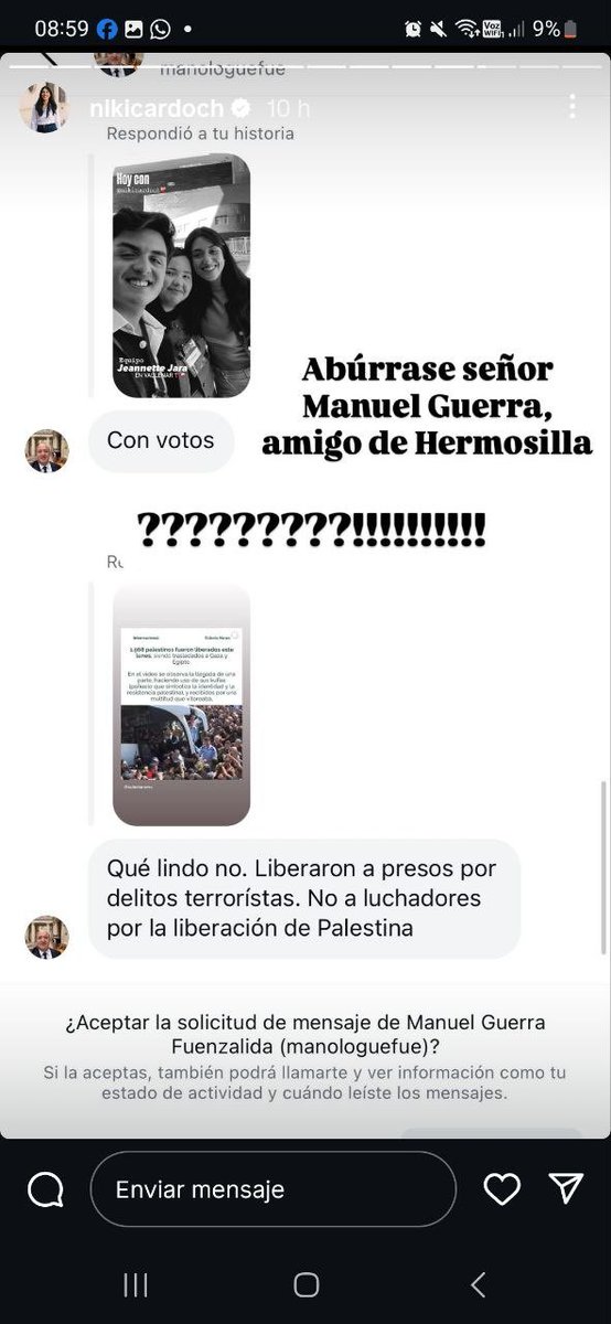 GRAVE 

Nicky Cardoch vocera del comando de Jara, acusa con pantallazos en mano acoso digital de Manuel Guerra., el fiscal amigo de Hermosilla y de las clases de ética.