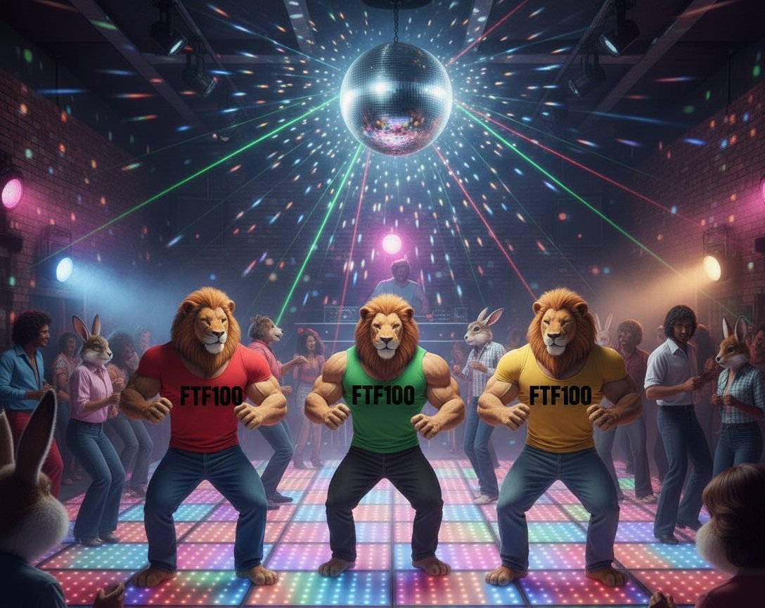 “Lions don’t stop… even when the beat drops. 📊🔥 #FTF100 #DanceMode”.