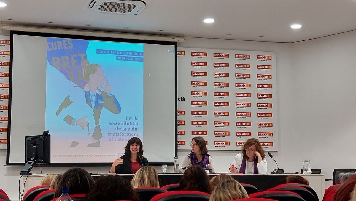 Participem a #EscolaDones de <a href="/ccoopv/">CCOO País Valencià</a> per formar-nos i reflexionar  al voltant de les cures, tal vitals per la nostra societat però tan poc valorades. #TransformemElSistemaDeCures