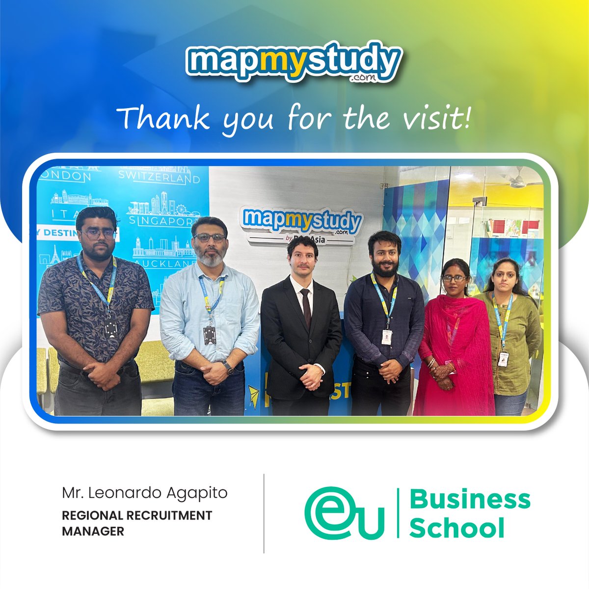 mapmystudy50044's tweet image. Delighted to host Mr. Leonardo Agapito, Regional Recruitment Manager @eu_business_school, at our Vasant Kunj office!

Inspiring insights &amp;amp; collaborations to guide students toward global education dreams.

📞 +91-88004-07108 | 🌐 mapmystudy.com
#MapMyStudy