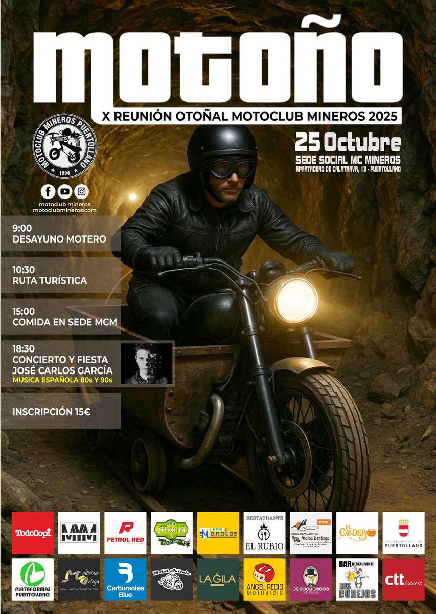 MOTOCLUBMINEROS's tweet photo. Ya estamos inmersos en el X MOTOÑO 2025.
Anímate que lo pasaremos bien. https://t.co/wl4LQVOsJx