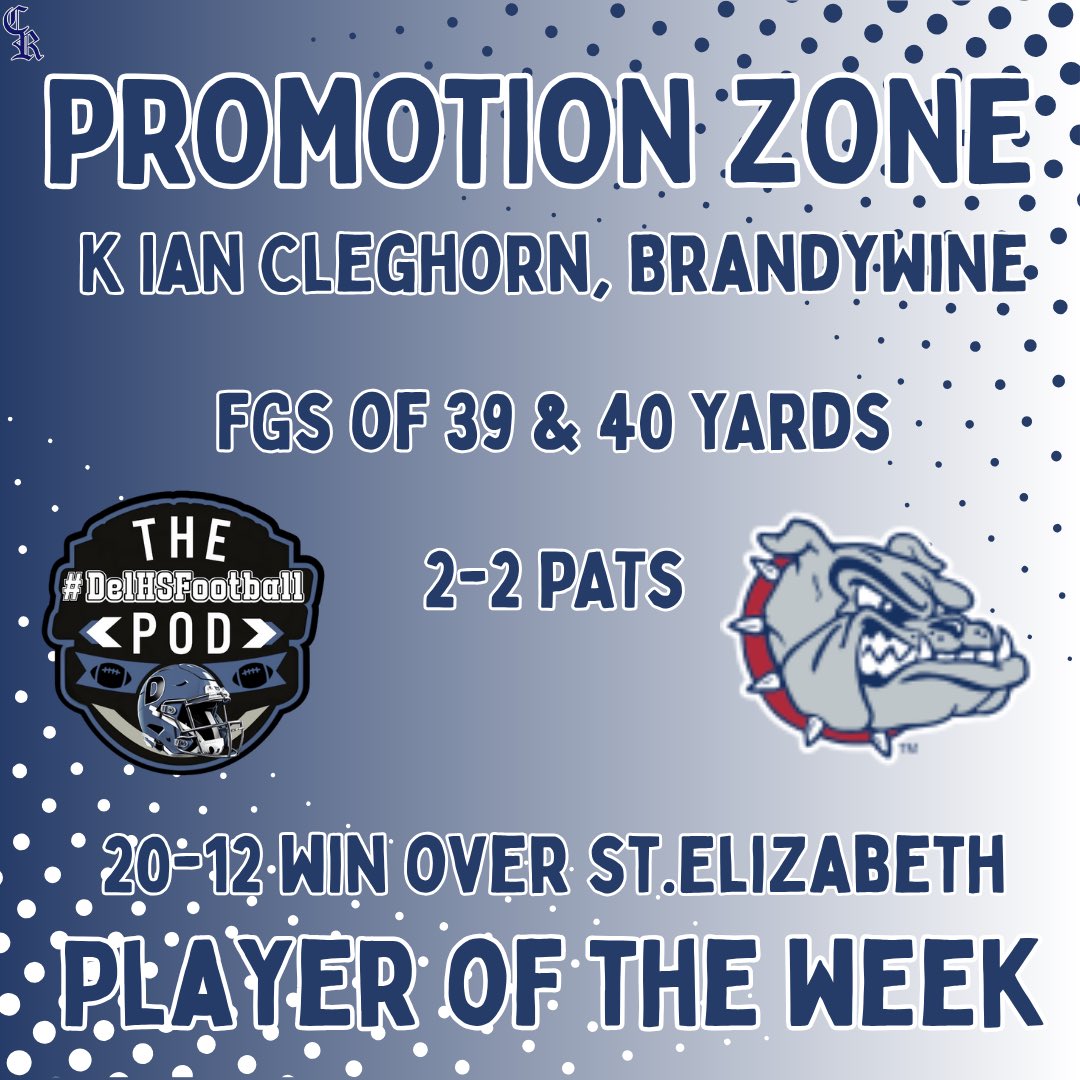 DelHSFootball's tweet image. Congratulations to our Week 6 Promotion Zone POTW #delhs Graphic by @CR_graphics83 @IanCleghorn26