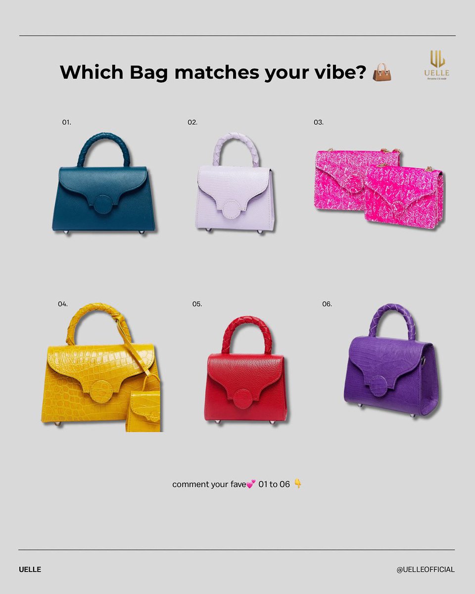 Uelleofficial's tweet photo. She walks with confidence, her bag says the rest. πΌβ¨
So tell us, which one is so you? πππ½
Drop your pick β 01 to 06 β letβs see whoβs winning in style today. π
Tap the link in bio to claim your next statement pieceπ
#uelle #CarryUelle #LuxuryEssentials #BagGoals https://t.co/oQa94qkyKX