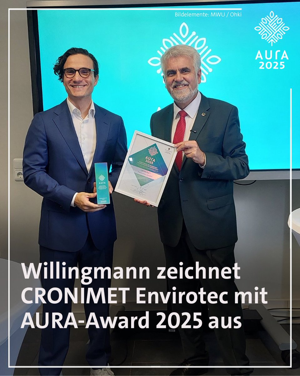 MWU Sachsen-Anhalt (@mwu_lsa) on Twitter photo Mit Innovation zu mehr Nachhaltigkeit: Umweltminister <a href="/WillingmannA/">Armin Willingmann</a> hat heute die CRONIMET Envirotec GmbH mit dem #AURAAward2025 ausgezeichnet. 💡 Das Unternehmen recycelt metallhaltige Abfälle und spart so pro Tonne Material rund 4,3 t CO₂ ein. ♻ lsaurl.de/ldJ10P Mit Innovation zu mehr Nachhaltigkeit: Umweltminister <a href="/WillingmannA/">Armin Willingmann</a> hat heute die CRONIMET Envirotec GmbH mit dem #AURAAward2025 ausgezeichnet. 💡 Das Unternehmen recycelt metallhaltige Abfälle und spart so pro Tonne Material rund 4,3 t CO₂ ein. ♻ lsaurl.de/ldJ10P