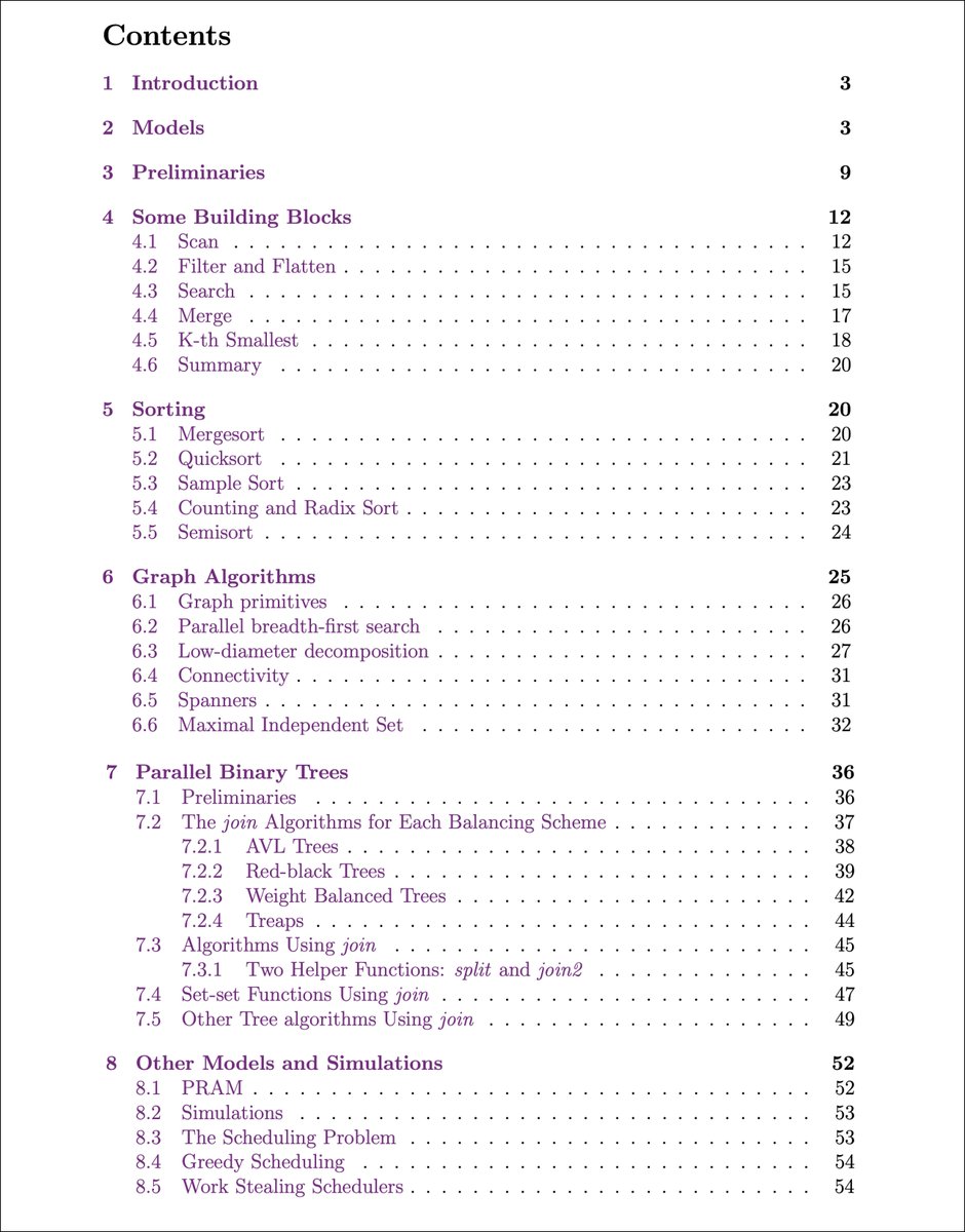 vivekgalatage's tweet image. "Introduction to Parallel Algorithms" by Guy Blelloch is an excellent companion to MIT's course.
It covers the memory hierarchy from a parallel computing perspective and much more.
cs.cmu.edu/~guyb/paralg/p…