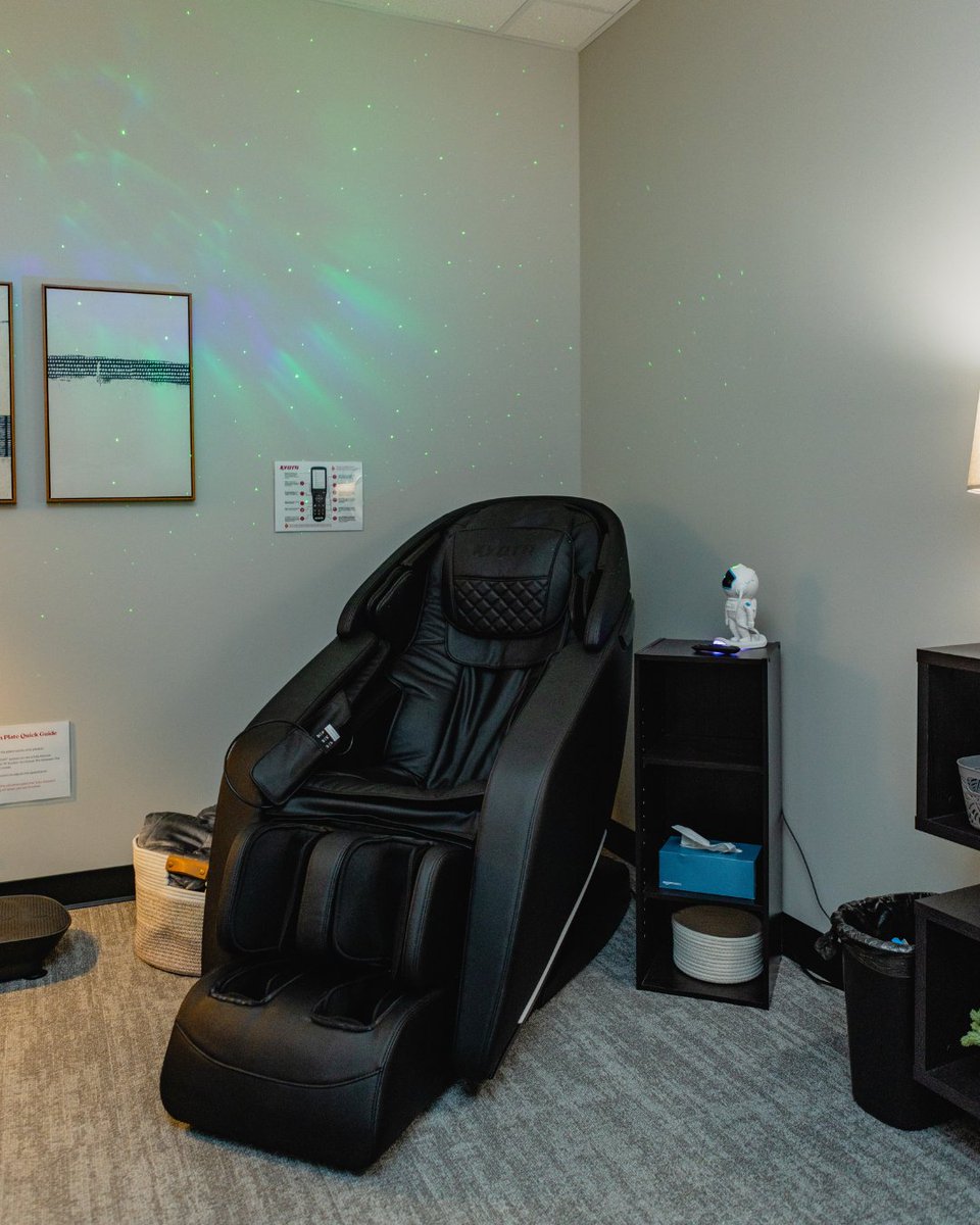 gracecollege's tweet photo. The GHAWC just got even better! Our new Counseling Center features a chill lobby, a Quiet Space (yes, with a massage chair 👀), and restful tools for students to recharge. Huge thanks to counselor Deb McEvoy and team for helping make this space possible! #GraceCollege #Wellness https://t.co/gys62O61f6